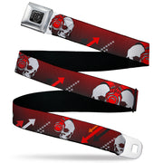 BD Wings Logo CLOSE-UP Black/Silver Seatbelt Belt - DJ Skulls Up/Down Black/Red Webbing Seatbelt Belts Buckle-Down