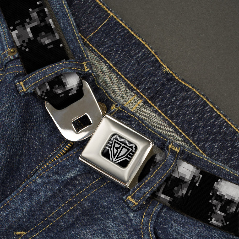 BD Wings Logo CLOSE-UP Full Color Black Silver Seatbelt Belt - Dark Knight Webbing Seatbelt Belts Buckle-Down