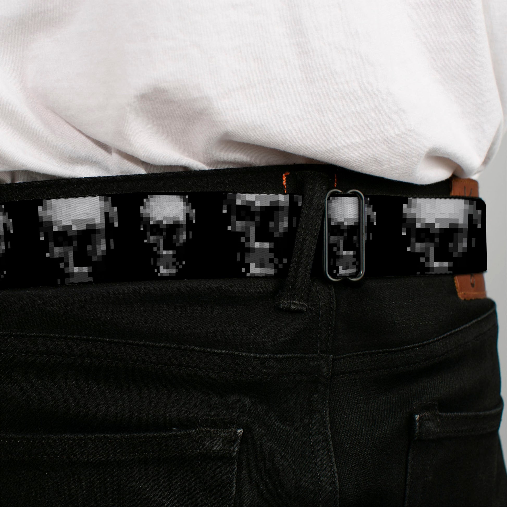 BD Wings Logo CLOSE-UP Full Color Black Silver Seatbelt Belt - Dark Knight Webbing Seatbelt Belts Buckle-Down