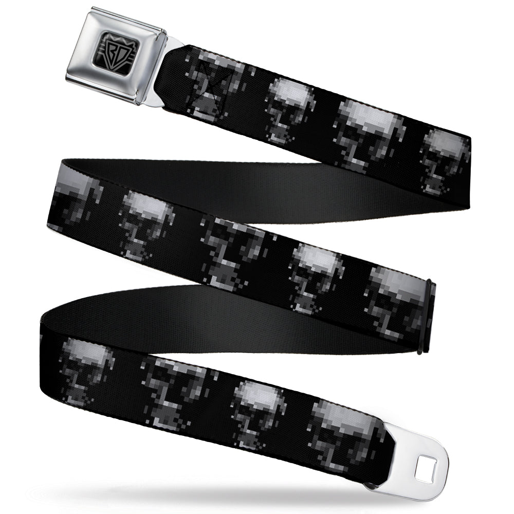 BD Wings Logo CLOSE-UP Full Color Black Silver Seatbelt Belt - Dark Knight Webbing Seatbelt Belts Buckle-Down
