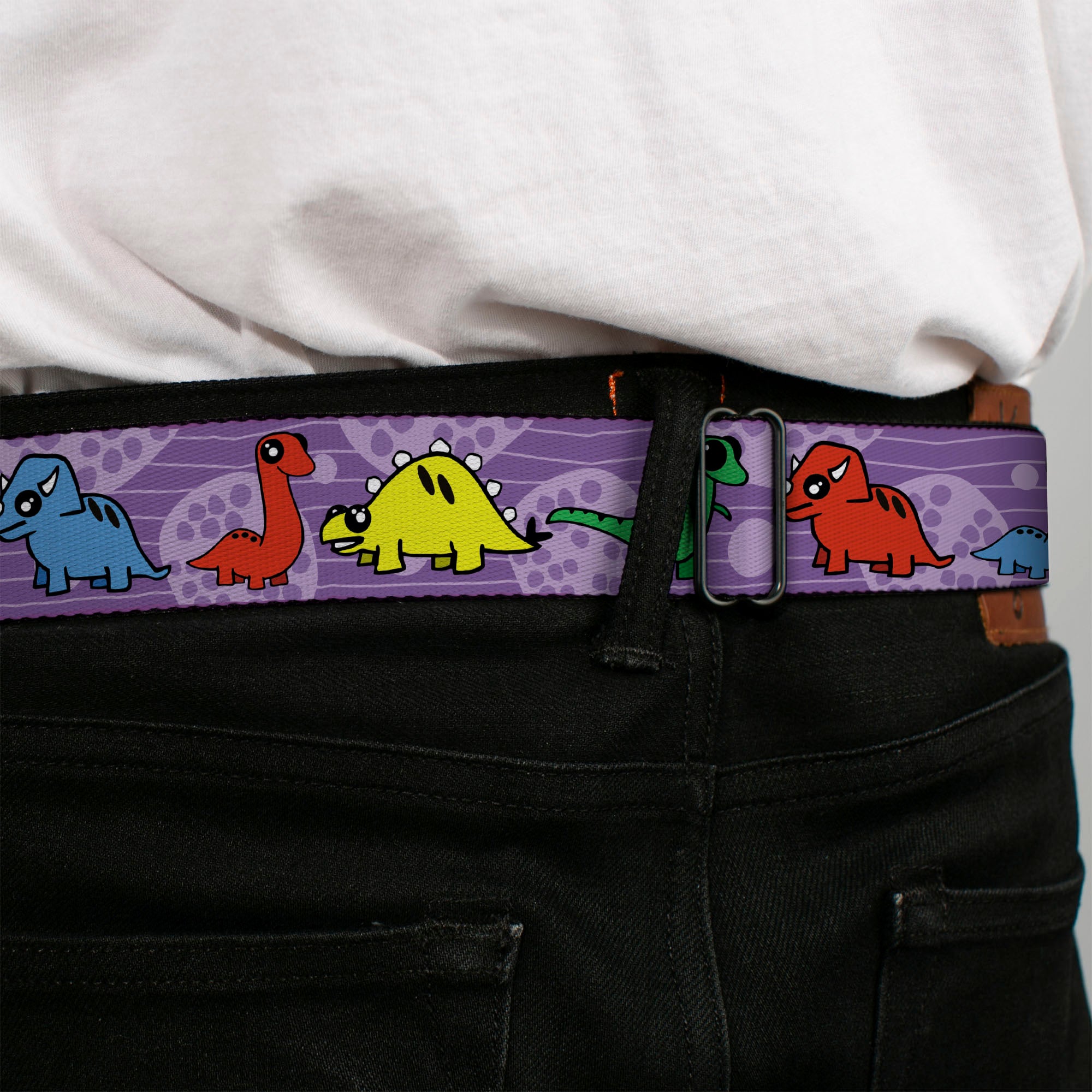 BD Wings Logo CLOSE-UP Full Color Black Silver Seatbelt Belt - Dinosaur Cartoon Webbing Seatbelt Belts Buckle-Down