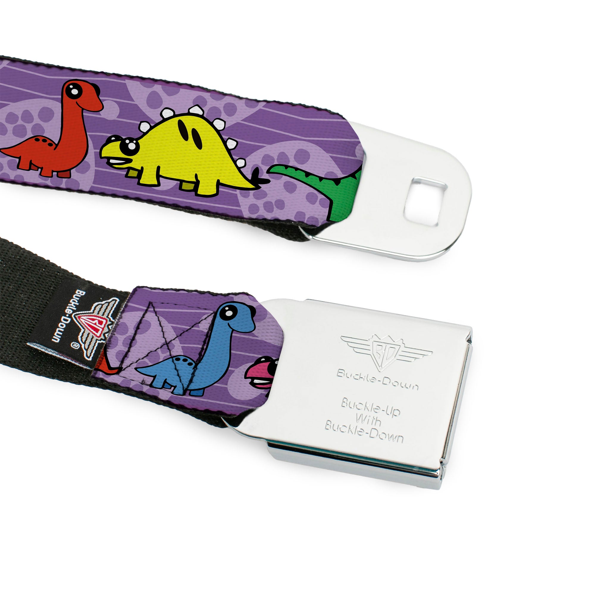BD Wings Logo CLOSE-UP Full Color Black Silver Seatbelt Belt - Dinosaur Cartoon Webbing Seatbelt Belts Buckle-Down