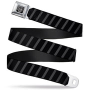 BD Wings Logo CLOSE-UP Full Color Black Silver Seatbelt Belt - Diagonal Stripes Black/Gray Webbing Seatbelt Belts Buckle-Down