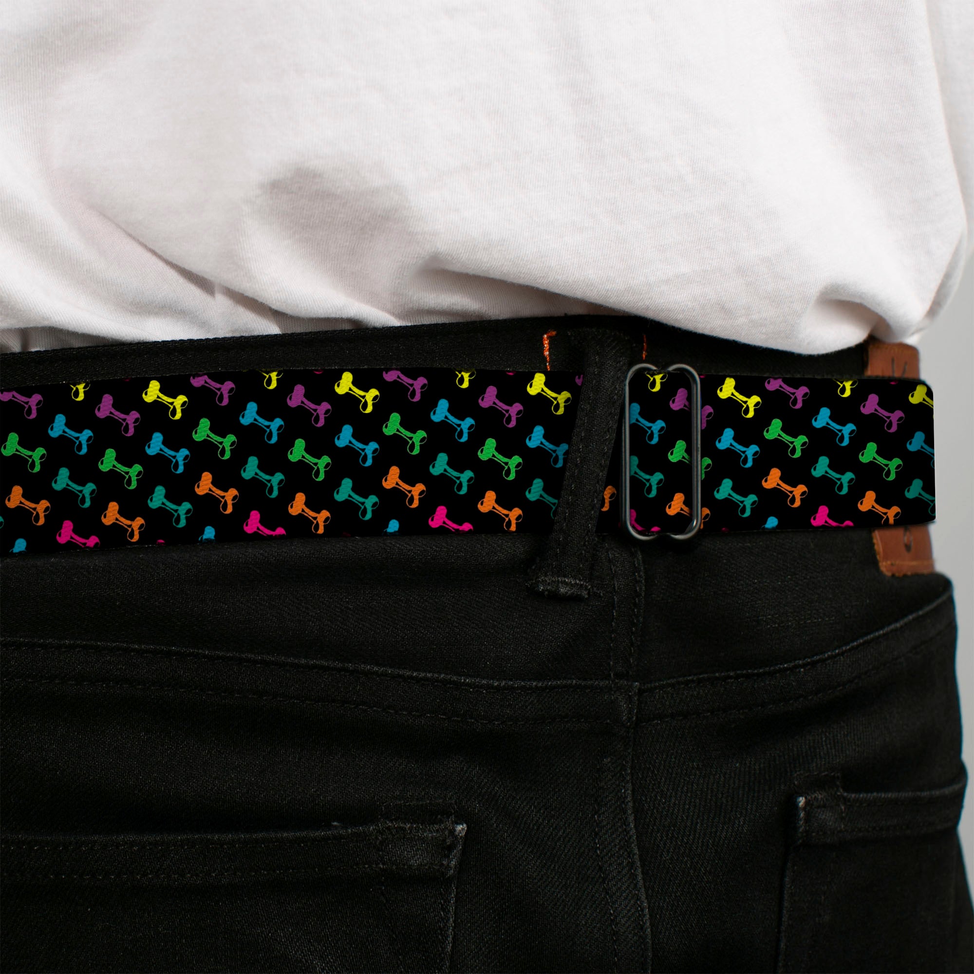 BD Wings Logo CLOSE-UP Full Color Black Silver Seatbelt Belt - Dog Bone Black/Multi Color Webbing Seatbelt Belts Buckle-Down
