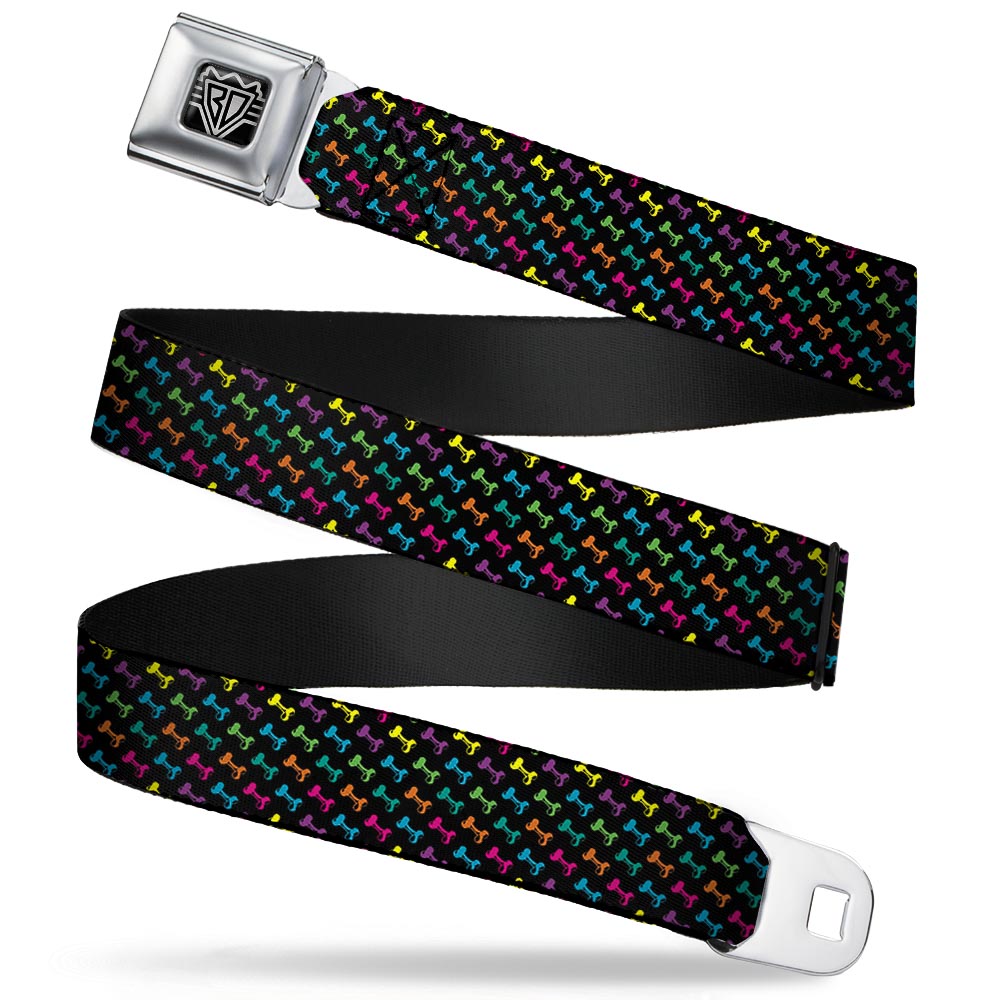 BD Wings Logo CLOSE-UP Full Color Black Silver Seatbelt Belt - Dog Bone Black/Multi Color Webbing Seatbelt Belts Buckle-Down