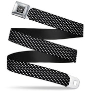 BD Wings Logo CLOSE-UP Full Color Black Silver Seatbelt Belt - Dog Bone Black/White Webbing Seatbelt Belts Buckle-Down