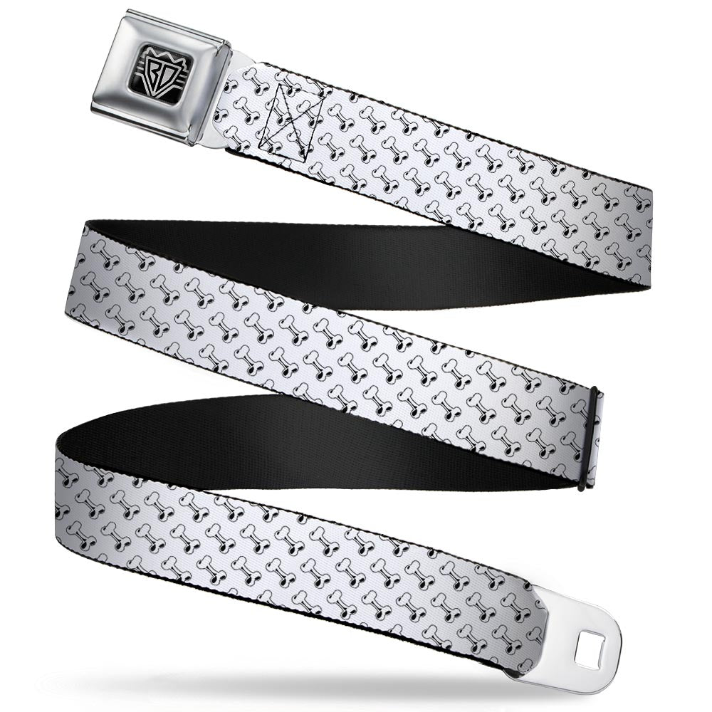 BD Wings Logo CLOSE-UP Full Color Black Silver Seatbelt Belt - Dog Bone White/Black Webbing Seatbelt Belts Buckle-Down