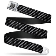 BD Wings Logo CLOSE-UP Full Color Black Silver Seatbelt Belt - Diagonal Stripes Scribble Gray/Black Webbing Seatbelt Belts Buckle-Down