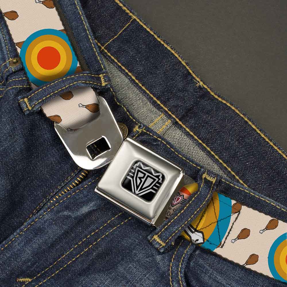 BD Wings Logo CLOSE-UP Full Color Black Silver Seatbelt Belt - Drumstick Target Webbing Seatbelt Belts Buckle-Down