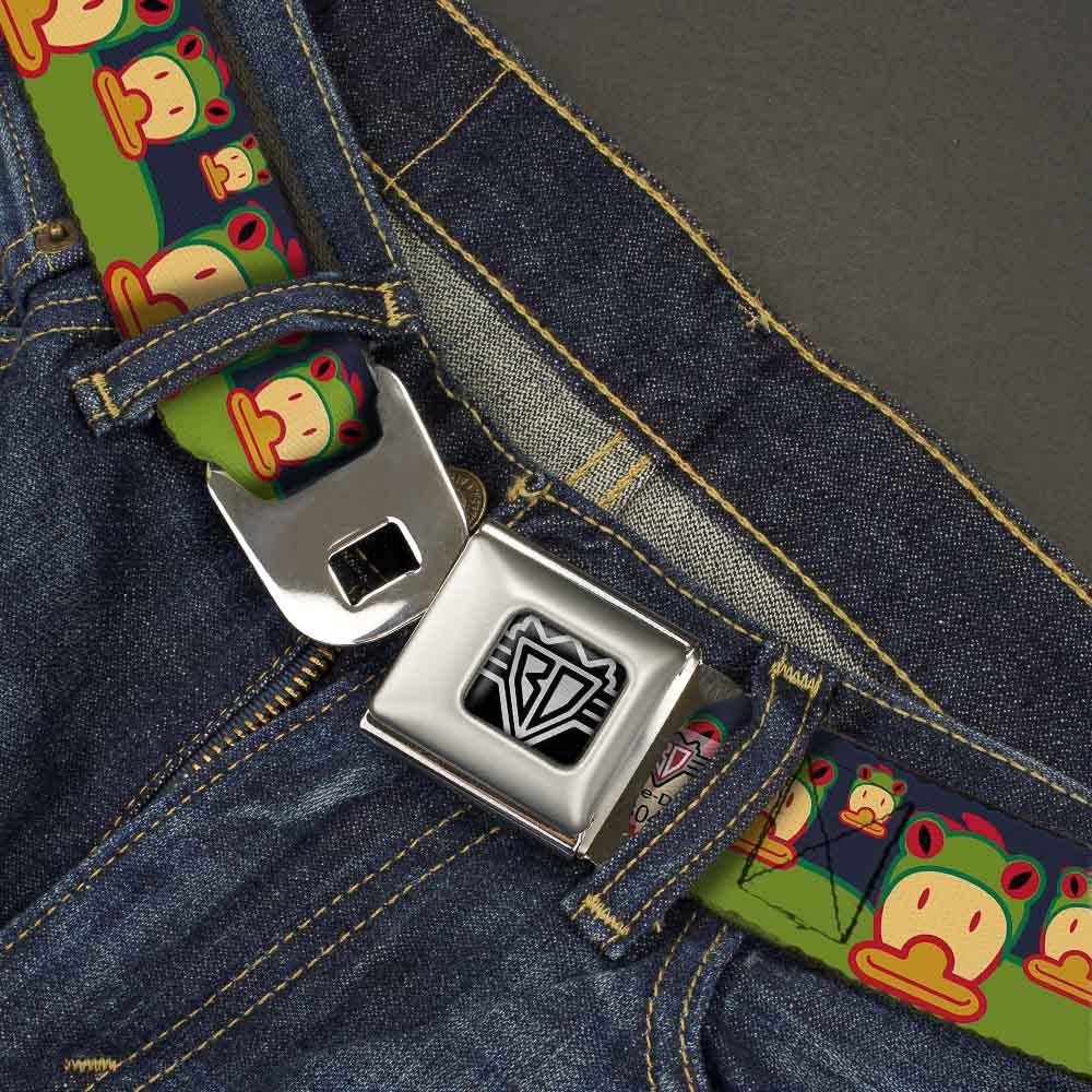 BD Wings Logo CLOSE-UP Full Color Black Silver Seatbelt Belt - Duck w/Frog Hat Webbing Seatbelt Belts Buckle-Down
