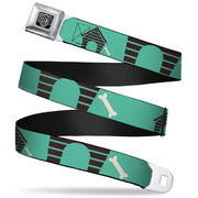BD Wings Logo CLOSE-UP Full Color Black Silver Seatbelt Belt - Dog House & Bone Turquoise/Brown Webbing Seatbelt Belts Buckle-Down
