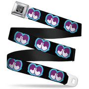 BD Wings Logo CLOSE-UP Full Color Black Silver Seatbelt Belt - Dopey Eyes Black/Baby Blue/Purple Webbing Seatbelt Belts Buckle-Down