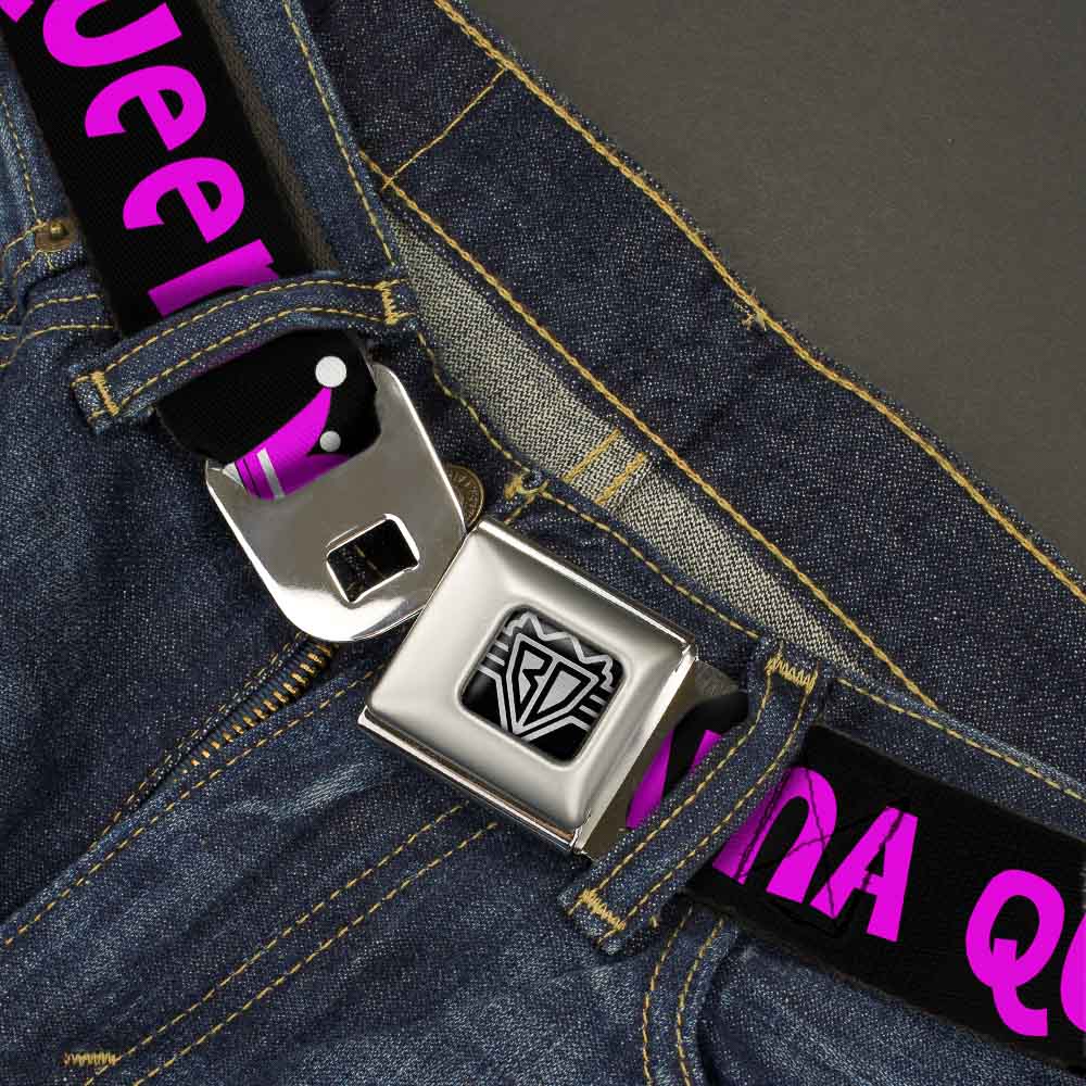 BD Wings Logo CLOSE-UP Full Color Black Silver Seatbelt Belt - DRAMA QUEEN Black/Fuchsia Webbing Seatbelt Belts Buckle-Down