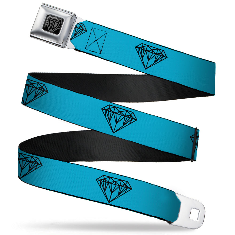 BD Wings Logo CLOSE-UP Full Color Black Silver Seatbelt Belt - Diamond Sketch Turquoise/Black Webbing Seatbelt Belts Buckle-Down