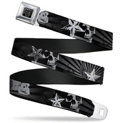 BD Wings Logo CLOSE-UP Full Color Black Silver Seatbelt Belt - Die Hard Skulls & Stars1 Black/Grays Webbing Seatbelt Belts Buckle-Down