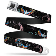 BD Wings Logo CLOSE-UP Full Color Black Silver Seatbelt Belt - Die Hard Skulls & Stars2 Black/Multi Color Webbing Seatbelt Belts Buckle-Down