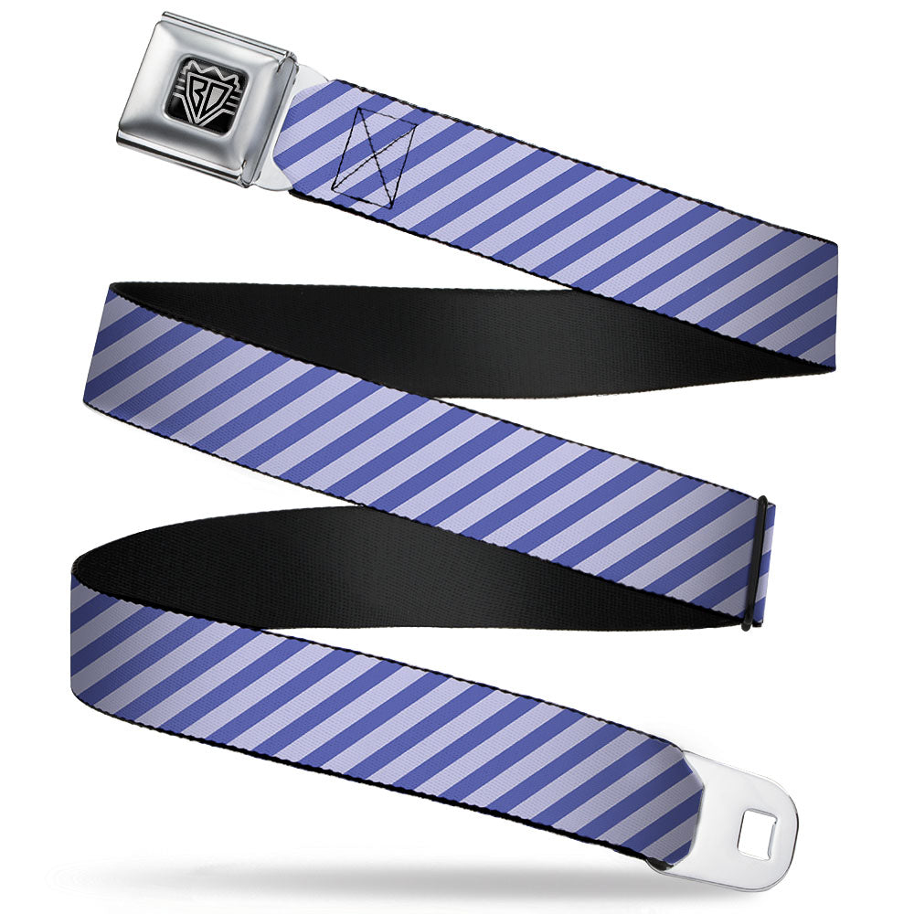 BD Wings Logo CLOSE-UP Full Color Black Silver Seatbelt Belt - Diagonal Stripes Pastel Blues Webbing Seatbelt Belts Buckle-Down