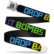BD Wings Logo CLOSE-UP Full Color Black Silver Seatbelt Belt - DROP BASS NOT BOMBS Black/Blue/Yellow/Purple/Green Webbing Seatbelt Belts Buckle-Down