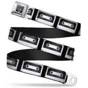 BD Wings Logo CLOSE-UP Full Color Black Silver Seatbelt Belt - DC Cassette Tape Webbing Seatbelt Belts Buckle-Down