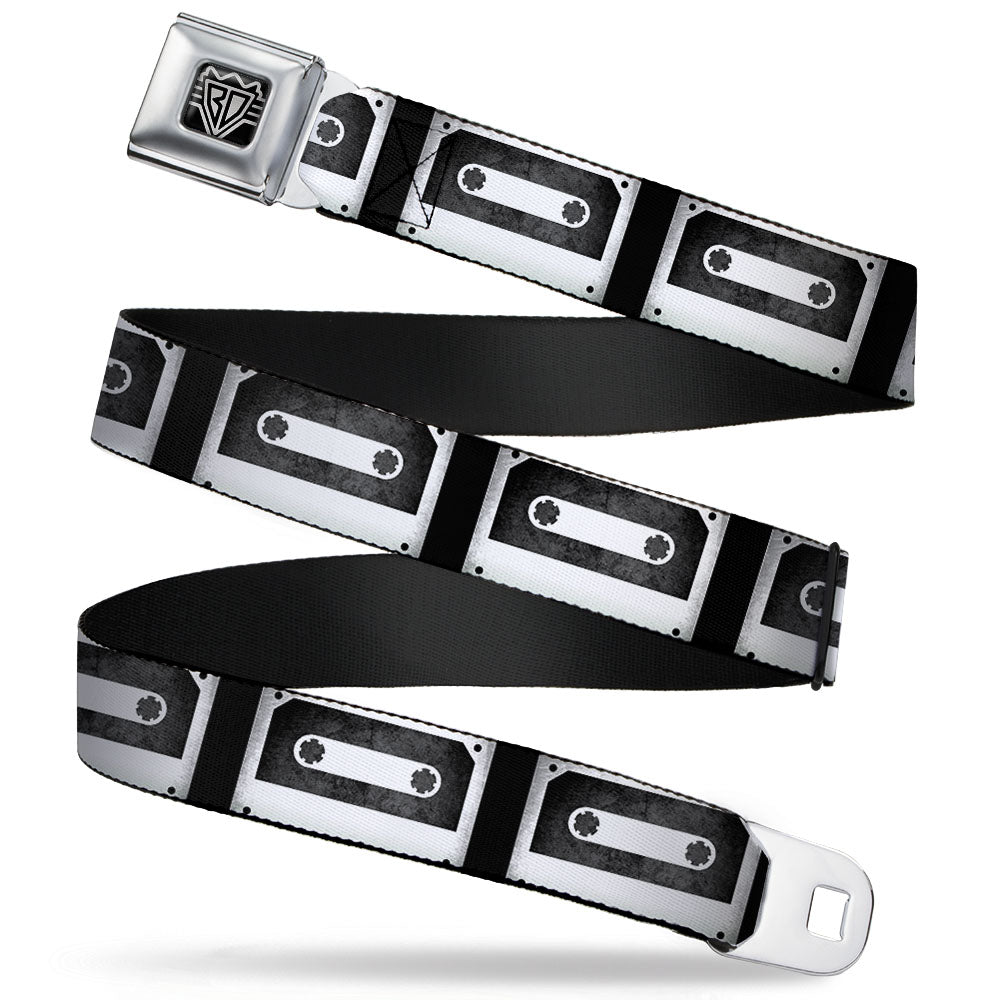 BD Wings Logo CLOSE-UP Full Color Black Silver Seatbelt Belt - DC Cassette Tape Webbing Seatbelt Belts Buckle-Down