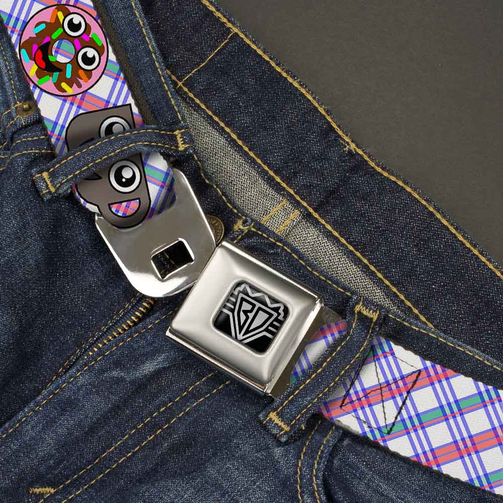 BD Wings Logo CLOSE-UP Full Color Black Silver Seatbelt Belt - Donuts & Coffee Cartoon2 Webbing Seatbelt Belts Buckle-Down