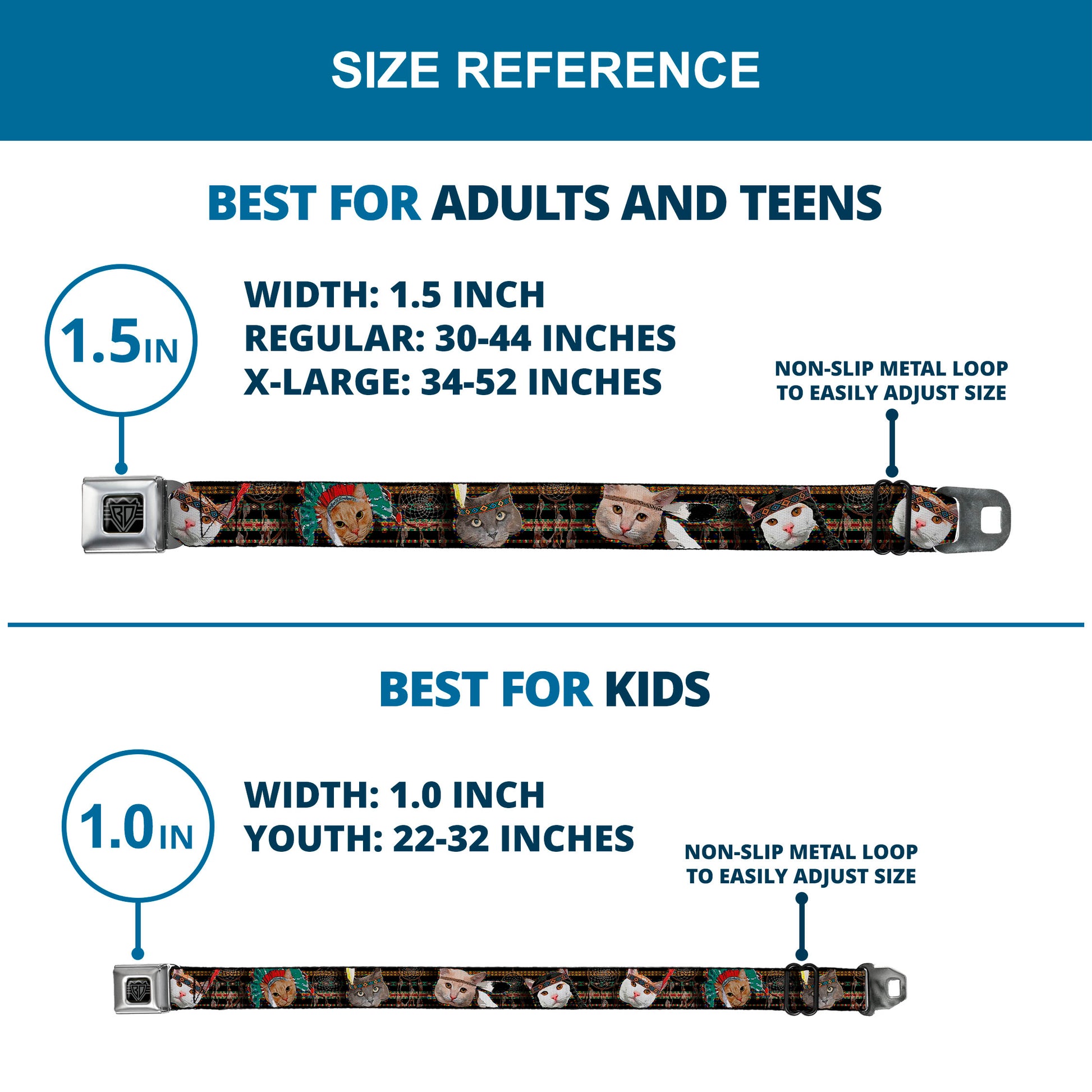 BD Wings Logo CLOSE-UP Full Color Black Silver Seatbelt Belt - Dream Catcher Cats Webbing Seatbelt Belts Buckle-Down