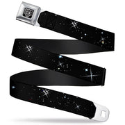 BD Wings Logo CLOSE-UP Full Color Black Silver Seatbelt Belt - Deep Space Black/White Webbing Seatbelt Belts Buckle-Down