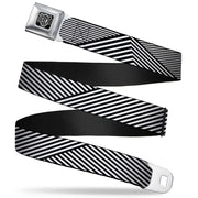 BD Wings Logo CLOSE-UP Full Color Black Silver Seatbelt Belt - Eighties 7 Black/White Webbing Seatbelt Belts Buckle-Down
