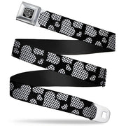 BD Wings Logo CLOSE-UP Full Color Black Silver Seatbelt Belt - Eighties Hearts Black/White Webbing Seatbelt Belts Buckle-Down
