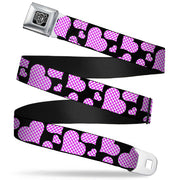 BD Wings Logo CLOSE-UP Full Color Black Silver Seatbelt Belt - Eighties Hearts Black/Fuchsia/White Webbing Seatbelt Belts Buckle-Down