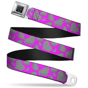 BD Wings Logo CLOSE-UP Full Color Black Silver Seatbelt Belt - Eighties Hearts Fuchsia/Black/White Webbing Seatbelt Belts Buckle-Down