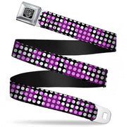 BD Wings Logo CLOSE-UP Full Color Black Silver Seatbelt Belt - Eighties Stars1 Black/White/Fuchsia Webbing Seatbelt Belts Buckle-Down