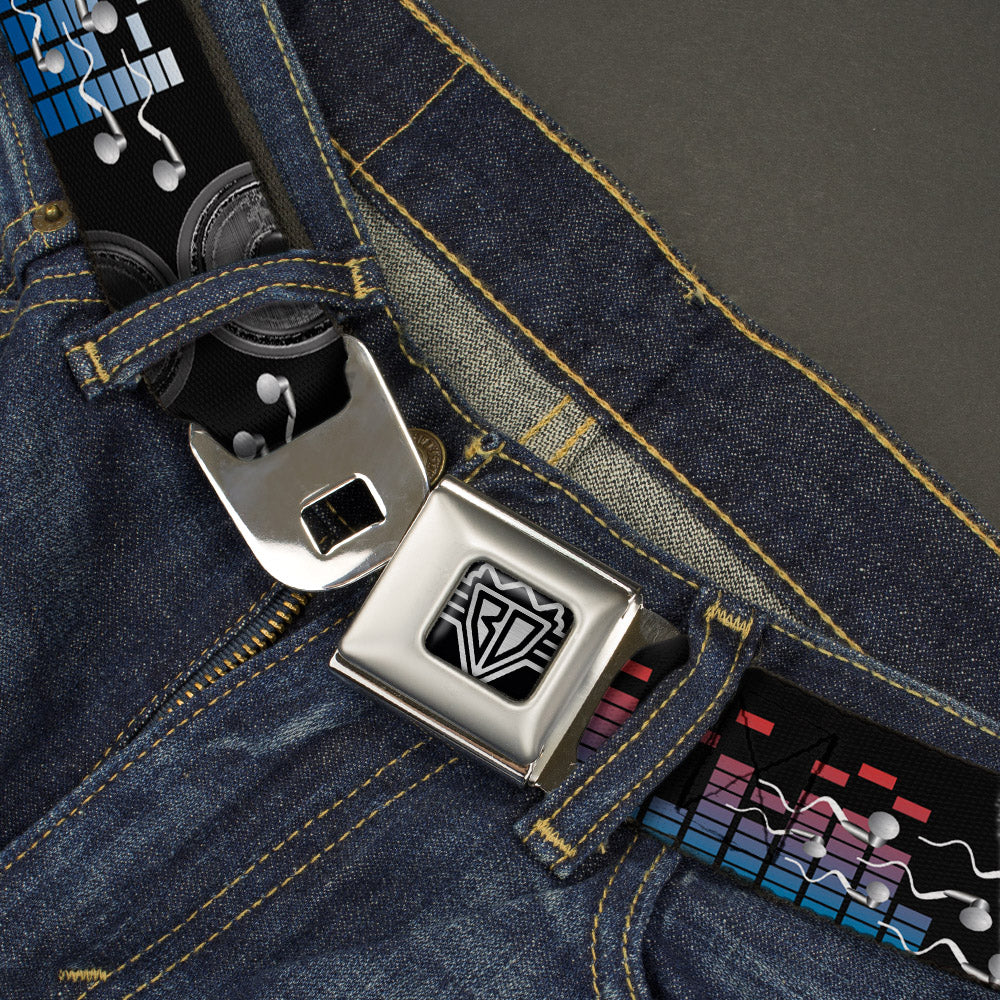 BD Wings Logo CLOSE-UP Full Color Black Silver Seatbelt Belt - Equalizer Webbing Seatbelt Belts Buckle-Down