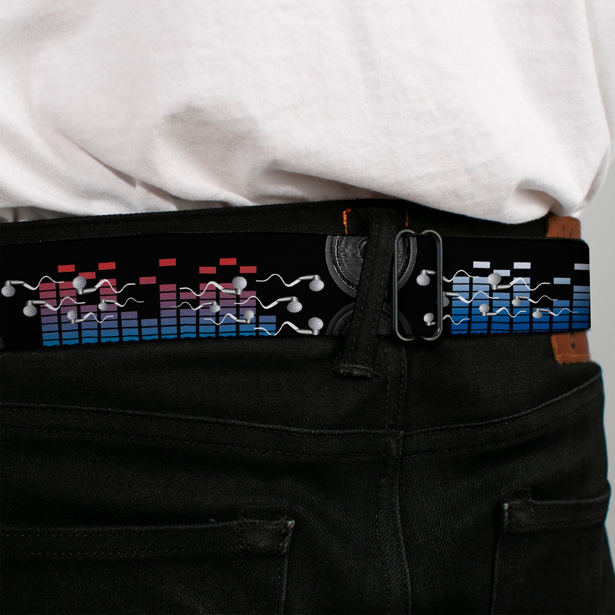 BD Wings Logo CLOSE-UP Full Color Black Silver Seatbelt Belt - Equalizer Webbing Seatbelt Belts Buckle-Down