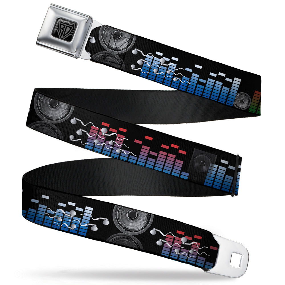 BD Wings Logo CLOSE-UP Full Color Black Silver Seatbelt Belt - Equalizer Webbing Seatbelt Belts Buckle-Down