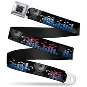 BD Wings Logo CLOSE-UP Full Color Black Silver Seatbelt Belt - Equalizer Webbing Seatbelt Belts Buckle-Down