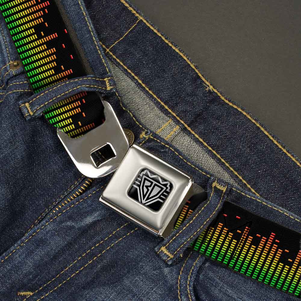 BD Wings Logo CLOSE-UP Full Color Black Silver Seatbelt Belt - DC Equalizer Webbing Seatbelt Belts Buckle-Down
