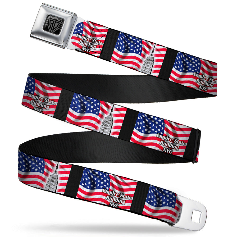 BD Wings Logo CLOSE-UP Full Color Black Silver Seatbelt Belt - Empire State Building NYC Webbing Seatbelt Belts Buckle-Down