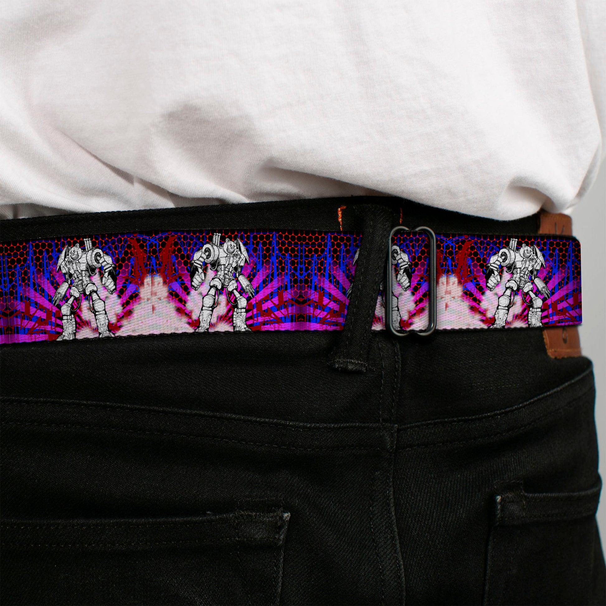 BD Wings Logo CLOSE-UP Full Color Black Silver Seatbelt Belt - Evoke 2 RoboBear Webbing Seatbelt Belts Buckle-Down