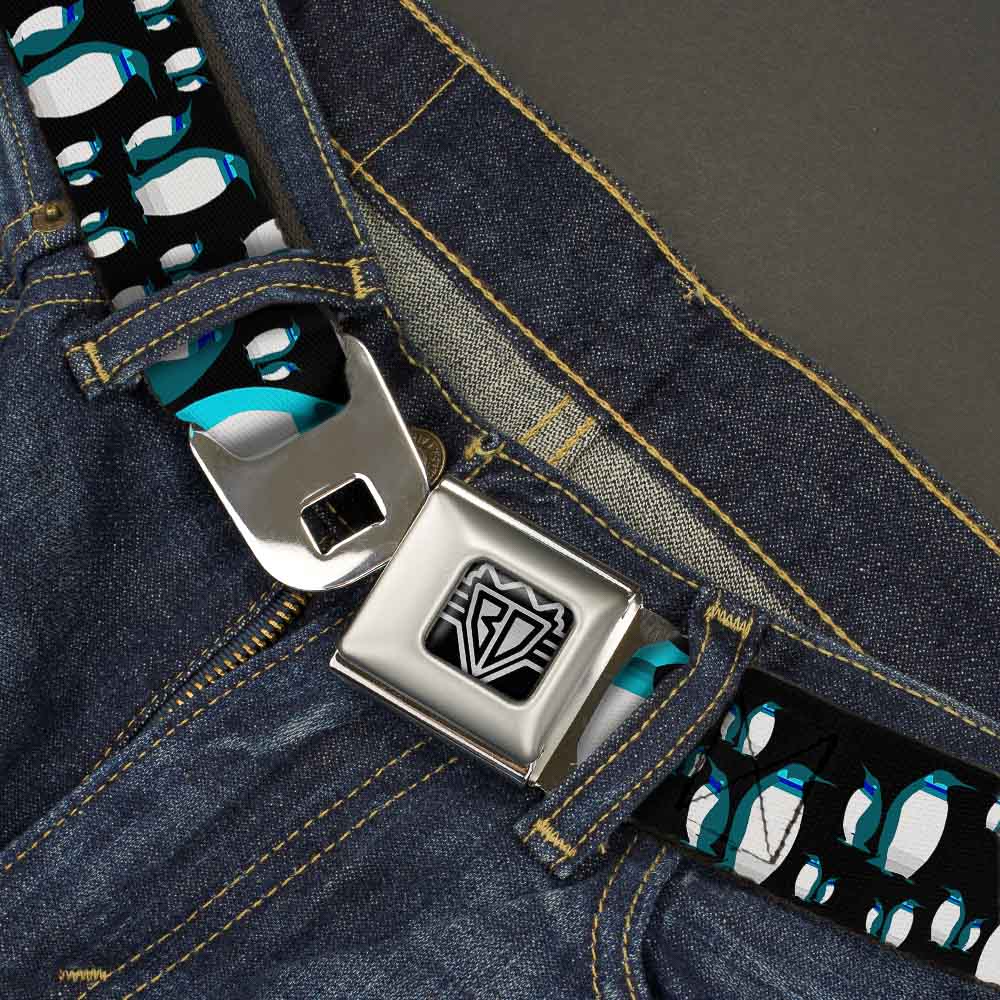 BD Wings Logo CLOSE-UP Full Color Black Silver Seatbelt Belt - Emperor Penguins Gray/Blues Webbing Seatbelt Belts Buckle-Down