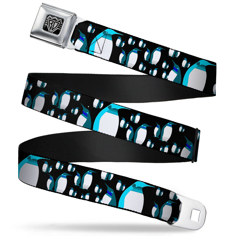BD Wings Logo CLOSE-UP Full Color Black Silver Seatbelt Belt - Emperor Penguins Gray/Blues Webbing Seatbelt Belts Buckle-Down