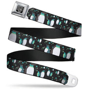 BD Wings Logo CLOSE-UP Full Color Black Silver Seatbelt Belt - Emperor Penguins w/Bubbles Black/Gray/Turqs Webbing Seatbelt Belts Buckle-Down