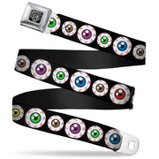 BD Wings Logo CLOSE-UP Full Color Black Silver Seatbelt Belt - Eyeballs Black/Multi Color Webbing Seatbelt Belts Buckle-Down