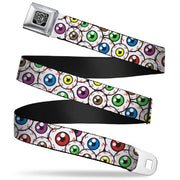 BD Wings Logo CLOSE-UP Full Color Black Silver Seatbelt Belt - Eyeballs Stacked Webbing Seatbelt Belts Buckle-Down