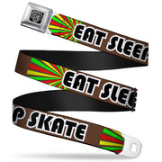 BD Wings Logo CLOSE-UP Full Color Black Silver Seatbelt Belt - EAT SLEEP SKATE Brown/Rasta Burst Webbing Seatbelt Belts Buckle-Down