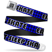 BD Wings Logo CLOSE-UP Full Color Black Silver Seatbelt Belt - EAT SLEEP SKATE Buffalo Plaid Blue Webbing Seatbelt Belts Buckle-Down