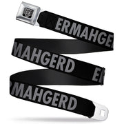 BD Wings Logo CLOSE-UP Full Color Black Silver Seatbelt Belt - ERMAHGERD! Black/Gray Webbing Seatbelt Belts Buckle-Down