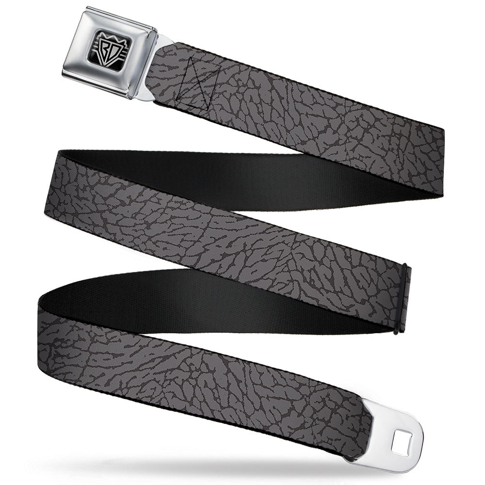 BD Wings Logo CLOSE-UP Full Color Black Silver Seatbelt Belt - Elephant Crackle Grays Webbing Seatbelt Belts Buckle-Down