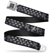BD Wings Logo CLOSE-UP Full Color Black Silver Seatbelt Belt - Elegant Crosses/Stars/Studs Black/Grays Webbing Seatbelt Belts Buckle-Down