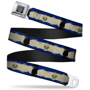 BD Wings Logo CLOSE-UP Full Color Black Silver Seatbelt Belt - El Salvador Flag Distressed Painting Webbing Seatbelt Belts Buckle-Down